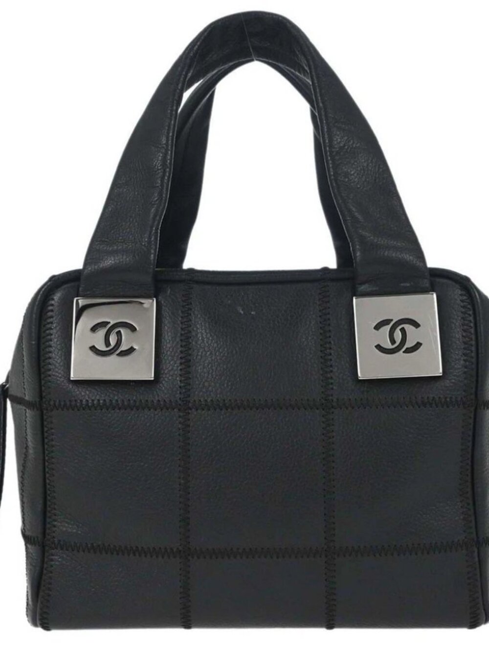 Chanel Black Calfskin Choco Bar Wild Stitch Handbag